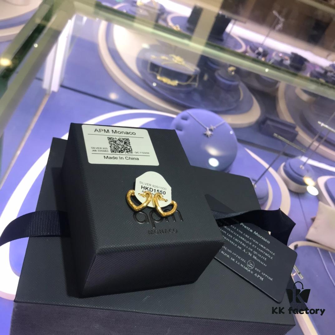 A Brand Monaco Heart-shaped Small Earrings for Women, Cute Heart Stud Earrings Jewelry Gift for Girlfriend 2020 New Trendy Style