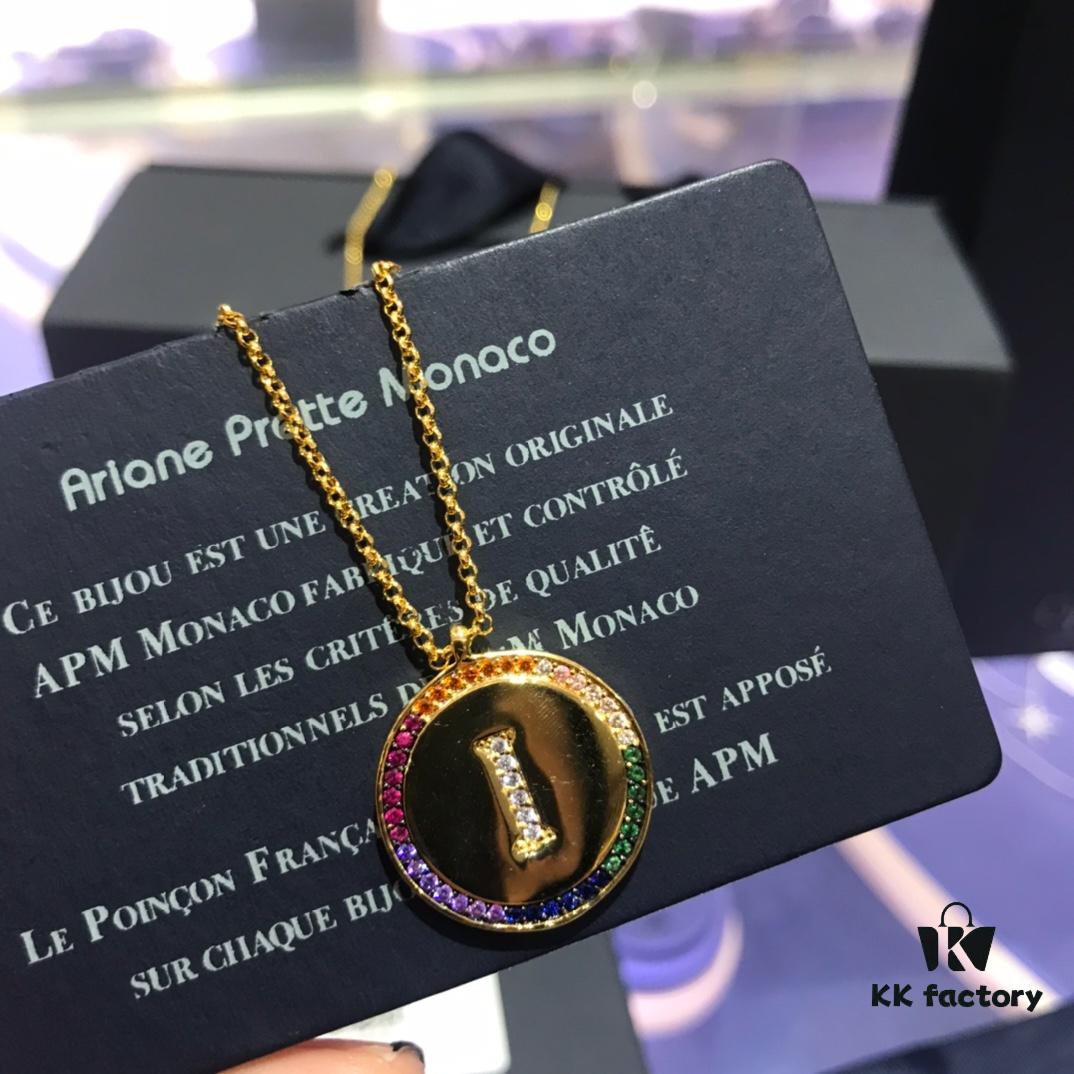 A Brand Monaco Rainbow Letter Necklace for Women, Custom Couple Pendant Collar Gift for Girlfriend, European and American Style