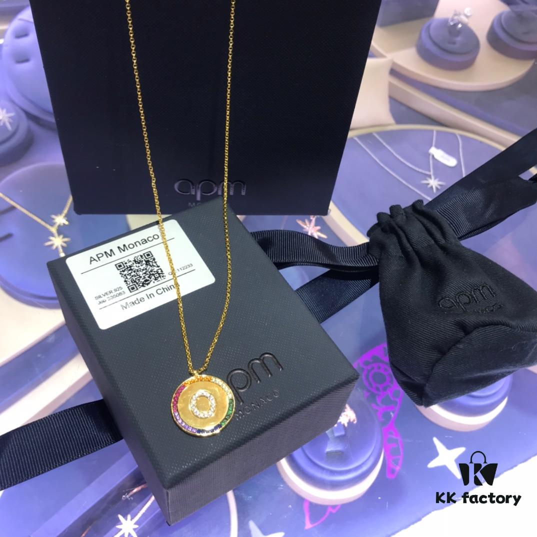 A Family Monaco Rainbow Letter Necklace for Women, Custom Couple Pendant Collar Gift for Girlfriend, European and American Style Pendant