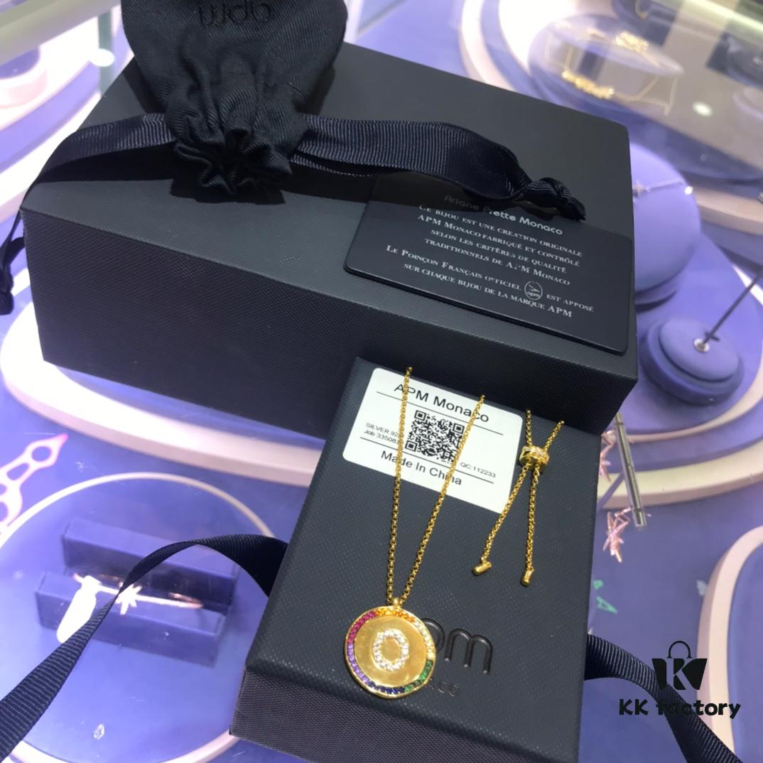 A Family Monaco Rainbow Letter Necklace for Women, Custom Couple Pendant Collar Gift for Girlfriend, European and American Style Pendant