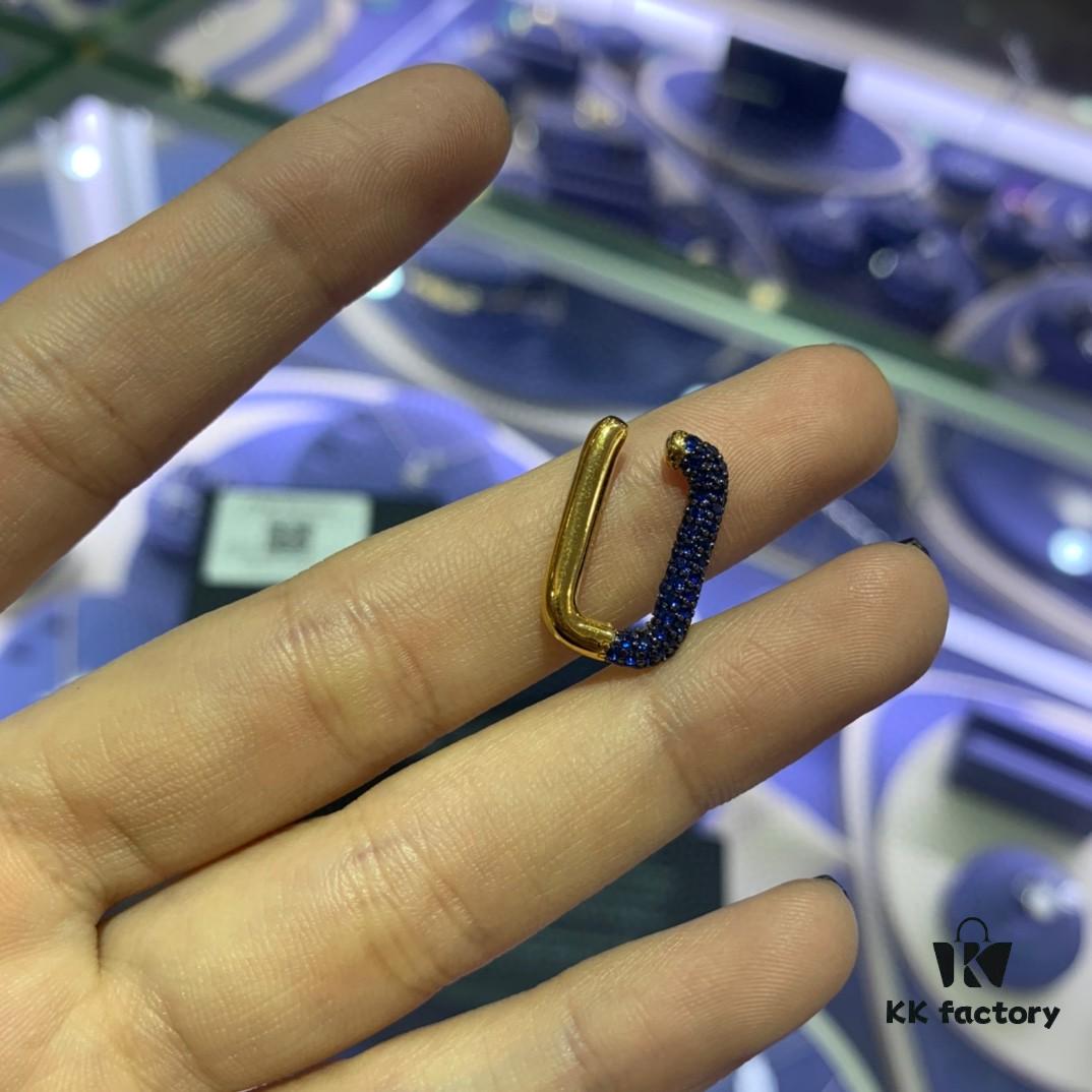 A Family Monaco Lake Blue Square Geometric Necklace and Ear Clips, Elegant Collarbone Pendant Gift for Girlfriend