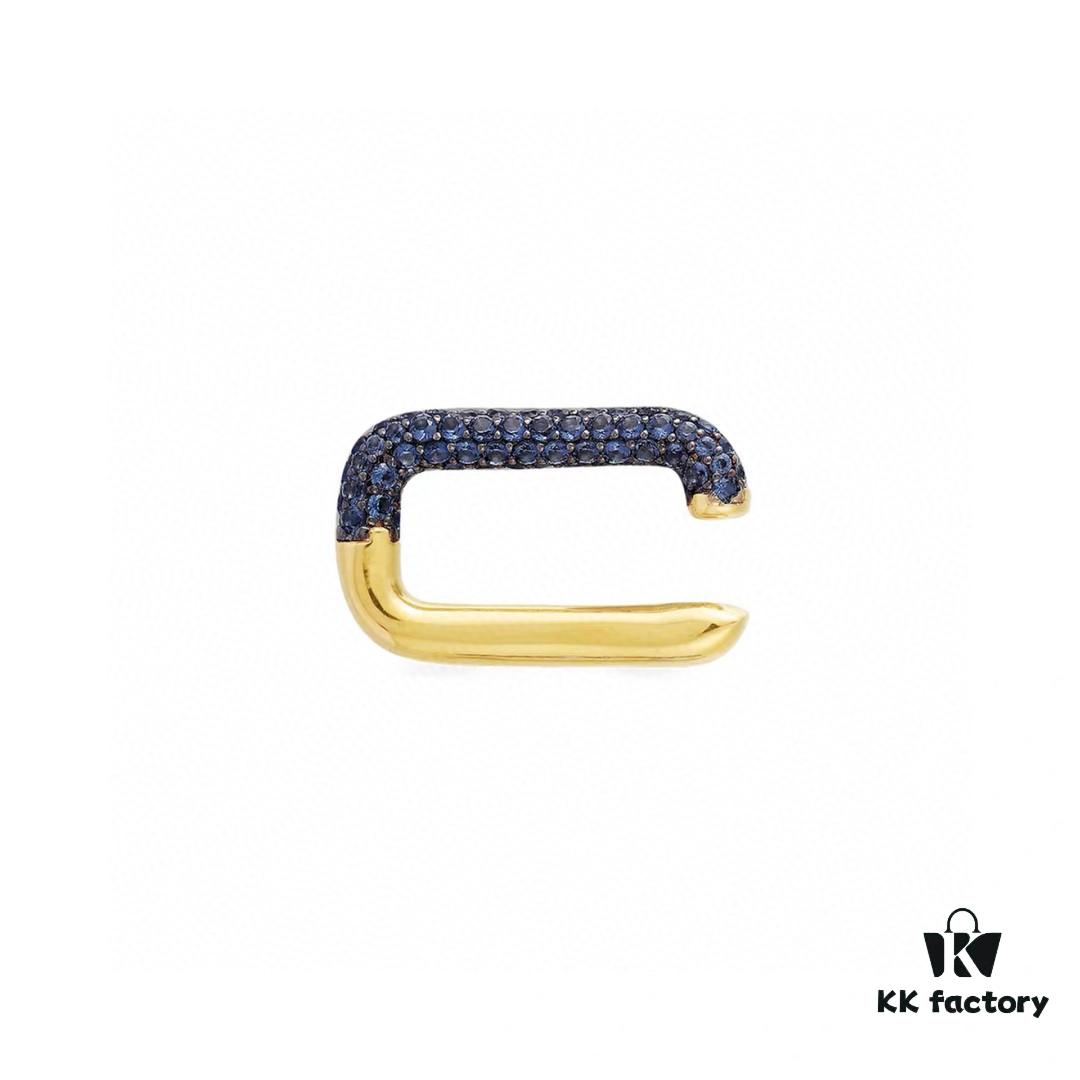 A Family Monaco Lake Blue Square Geometric Necklace and Ear Clips, Elegant Collarbone Pendant Gift for Girlfriend