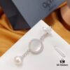 APM Monaco Mother-of-Pearl and Pearl Drop Earrings for Women, Asymmetric Luxury Jewelry, Elegant Long Dangle Earrings for Fall/Winter Events