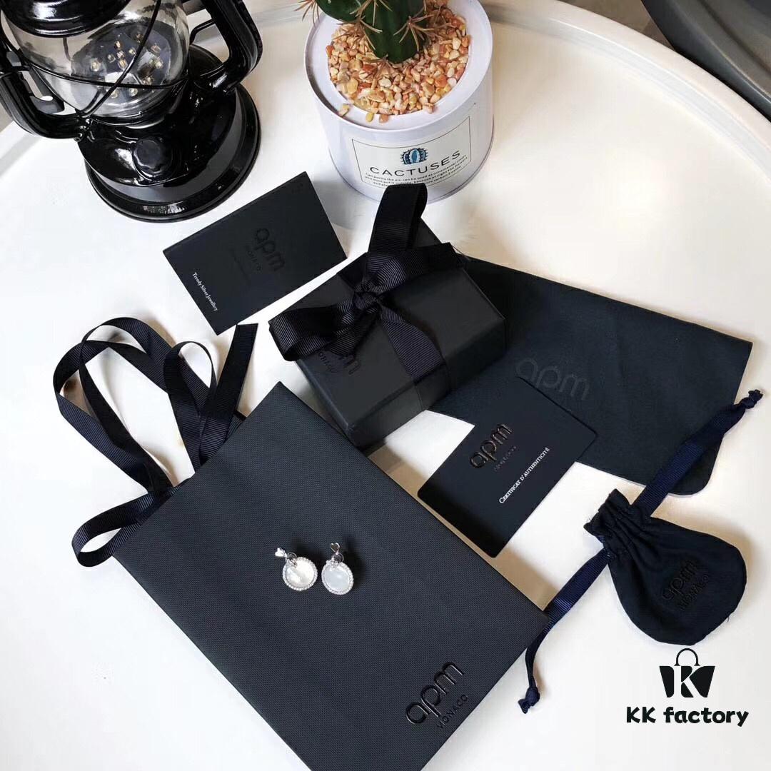 APM Monaco Silver Crystal-Encrusted Mother-of-Pearl Earrings for Women, Delicate Petal Design, Elegant White Mother-of-Pearl Studs That Make You Radiant from Every Angle