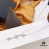 APM Monaco Minimalist Three Shooting Stars Necklace for Women, Six-Pointed Star Collar Chain, Silver Pendant for Sweaters, Elegant Party Jewelry