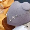 APM Monaco Minimalist Three Shooting Stars Necklace for Women, Six-Pointed Star Collar Chain, Silver Pendant for Sweaters, Elegant Party Jewelry