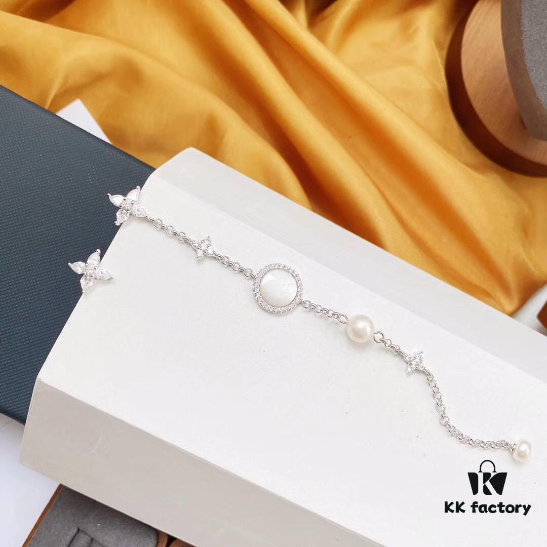 APM Monaco Mother-of-Pearl Freshwater Pearl Earrings for Women, Long Asymmetrical Tassel Drop Earrings, Elegant Silver Jewelry