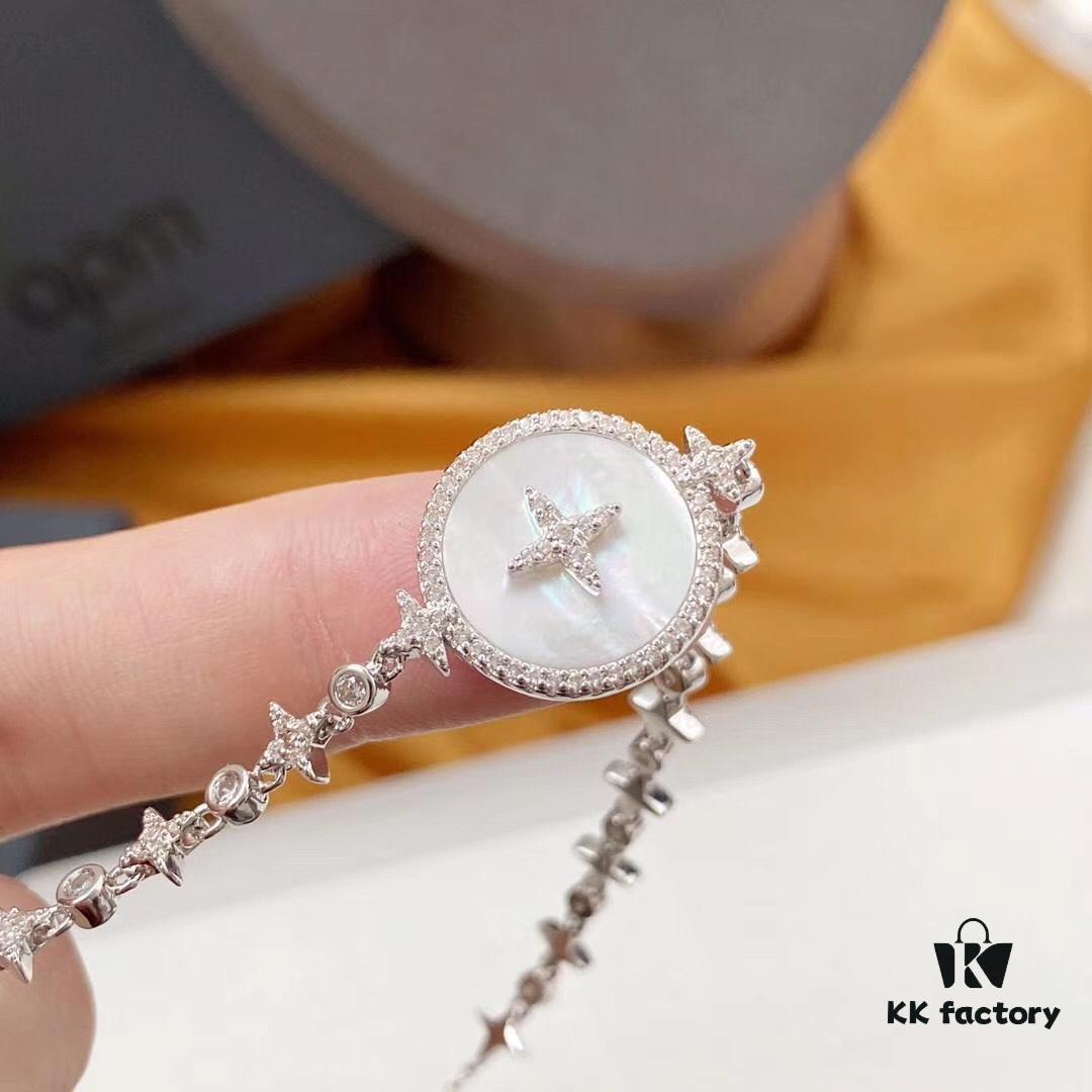 APM Monaco Star Mother-of-Pearl Bracelet for Women, Luxury Adjustable Silver Jewelry with Elegant Design, Gift Idea