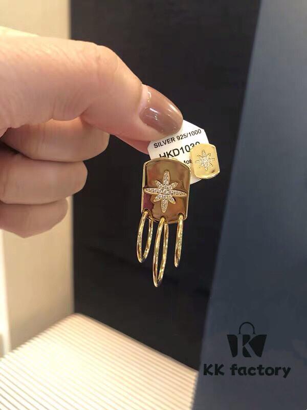 October New Arrival 🌟 A Brand MONACO Asymmetric Multi-Ring Earrings, Square Plate Design, Stylish Lightweight Luxury Vintage Look