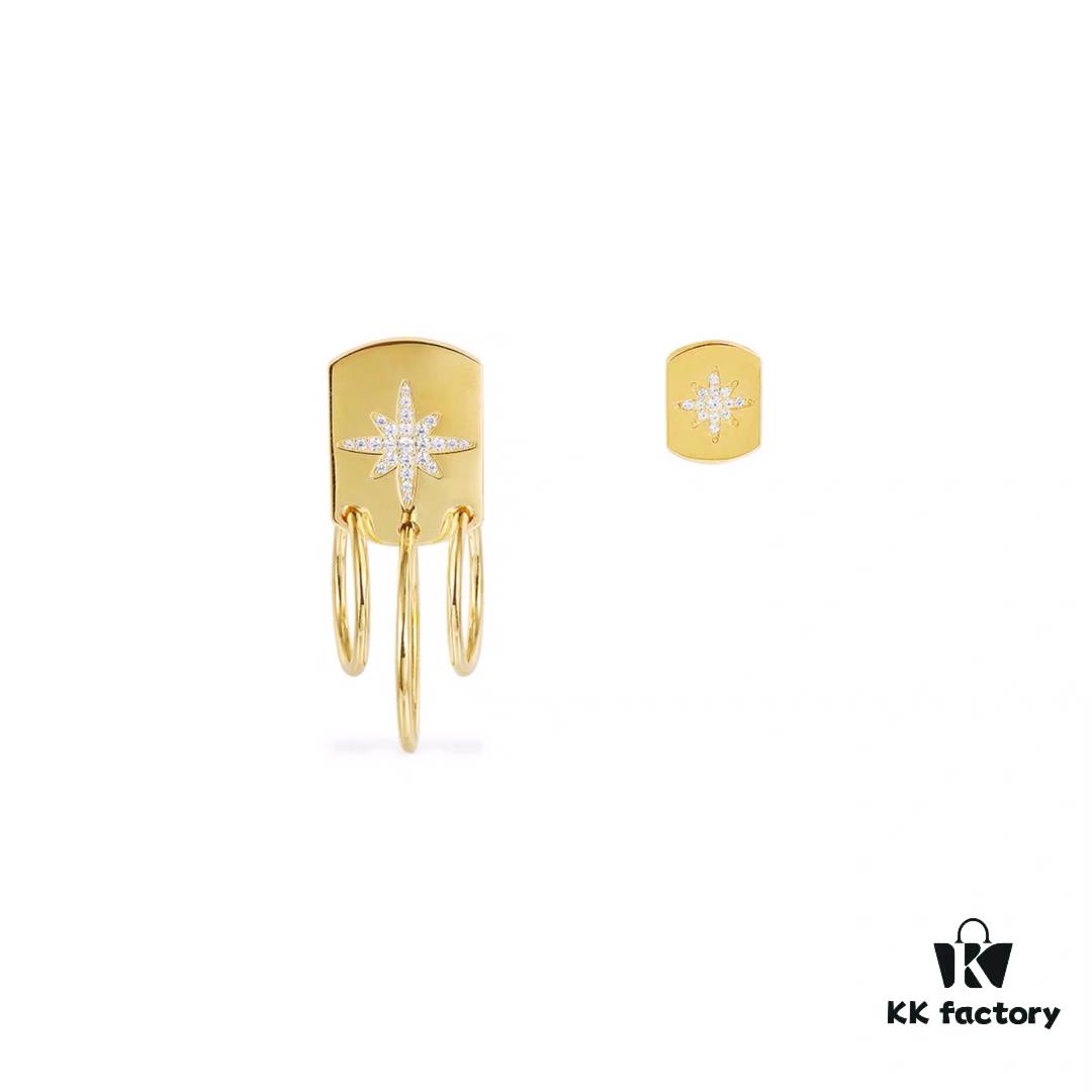 October New Arrival 🌟 A Brand MONACO Asymmetric Multi-Ring Earrings, Square Plate Design, Stylish Lightweight Luxury Vintage Look