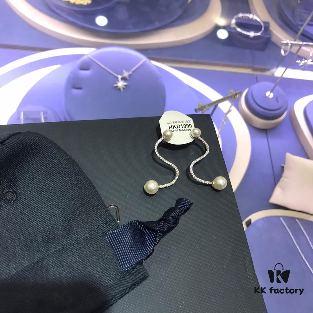 A Family Monaco Curved Pearl Drop Earrings, Minimalist and Elegant, Versatile Design