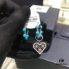 A Home Monaco Turquoise Bead Heart Valentine Asymmetrical Earrings for Women Fashion Jewelry
