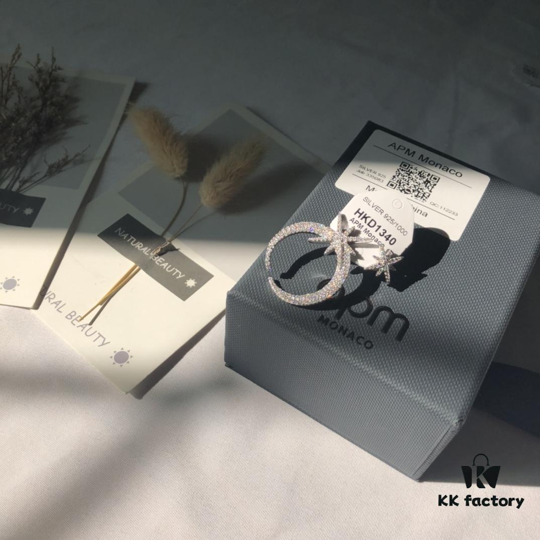 A Family Monaco Crescent Moon Asymmetric Stud Earrings, Stylish and Trendy Fashion Design