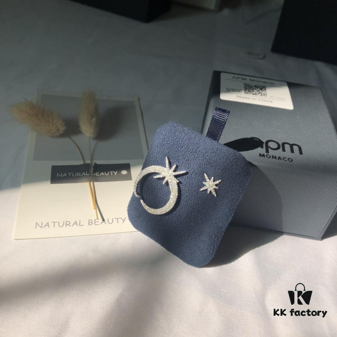 A Family Monaco Crescent Moon Asymmetric Stud Earrings, Stylish and Trendy Fashion Design