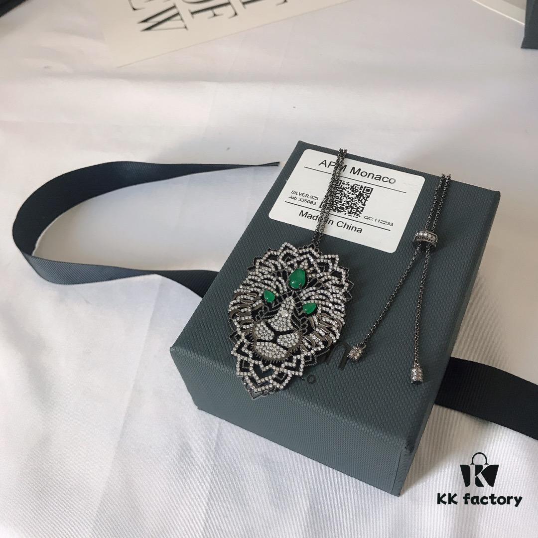 A Brand Monaco Lion Necklace and Earrings Set, Stylish Minimalist Design, Fashionable and Versatile Jewelry