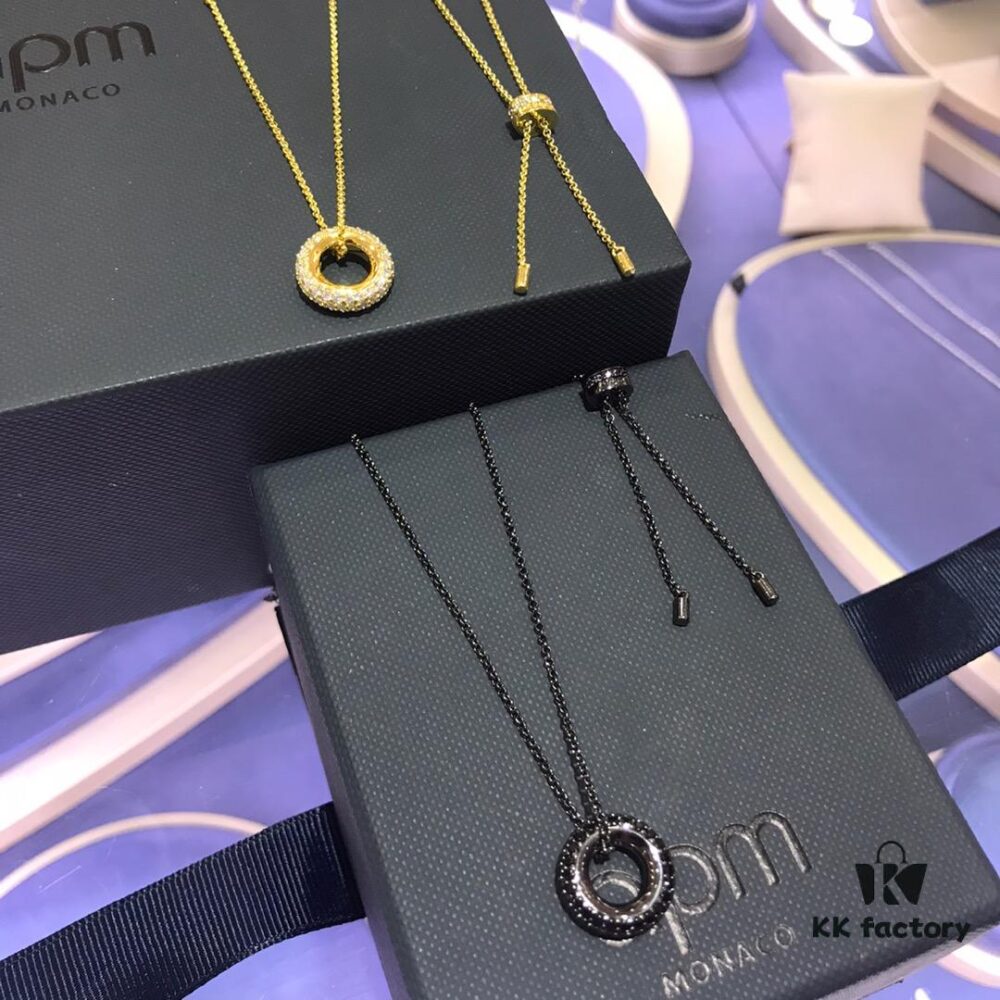 Valentine's Day Recommendation 💕💕 A Monaco Circular Pendant Necklace with Crystal Diamonds, Stylish Collarbone Chain, Sweater Chain