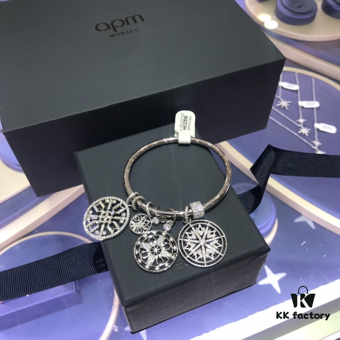 APM Monaco Tree of Life Silver Totem Healing Style Moroccan Bracelet with Round Disc