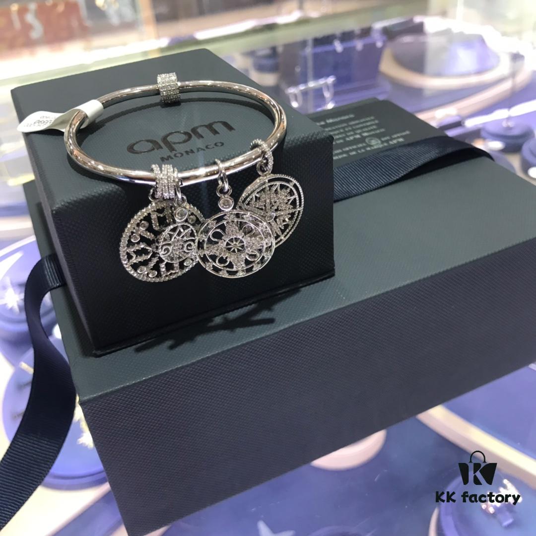 APM Monaco Tree of Life Silver Totem Healing Style Moroccan Bracelet with Round Disc