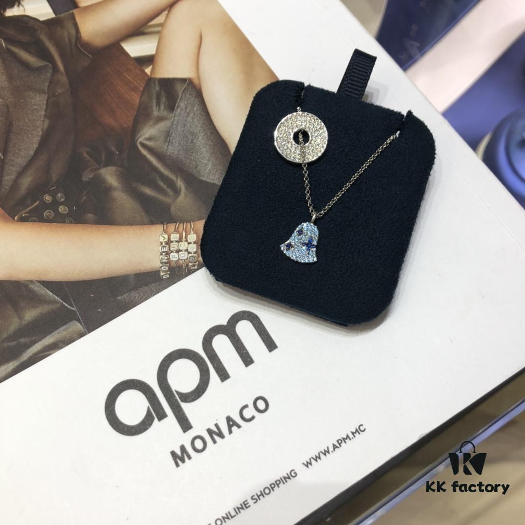 A Brand Monaco Round Pendant Bell Necklace, Collarbone Chain, Sweater Chain - Valentine's Day Gift for Girlfriend