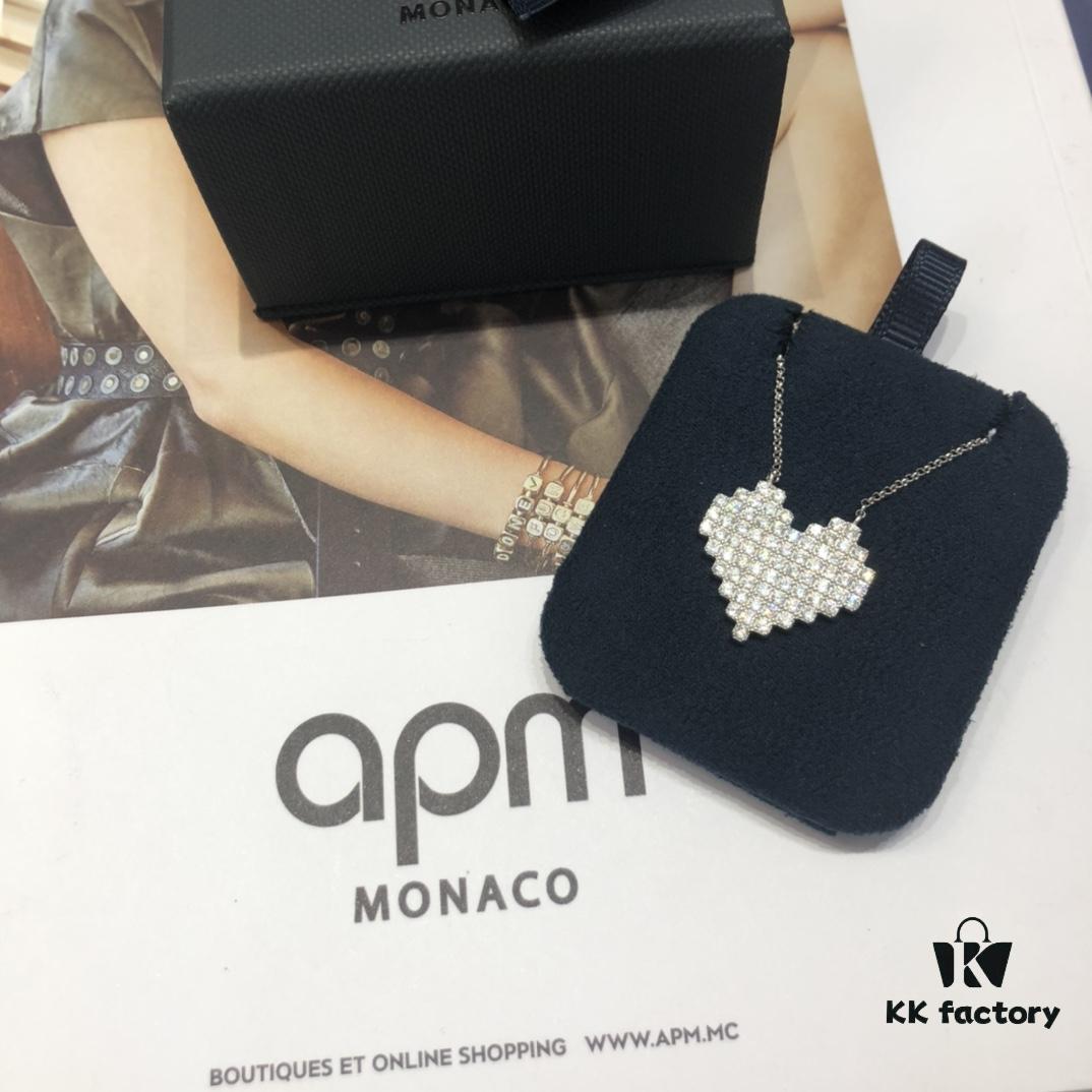 A Brand Monaco Heart Mosaic Necklace, Collarbone Chain for Sweaters, Versatile and Stylish