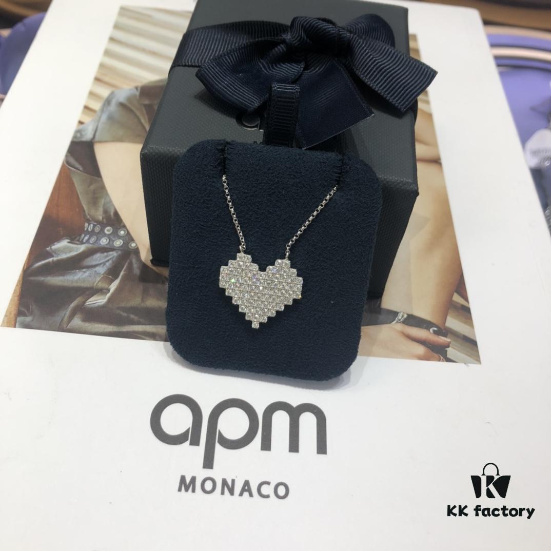 A Brand Monaco Heart Mosaic Necklace, Collarbone Chain for Sweaters, Versatile and Stylish