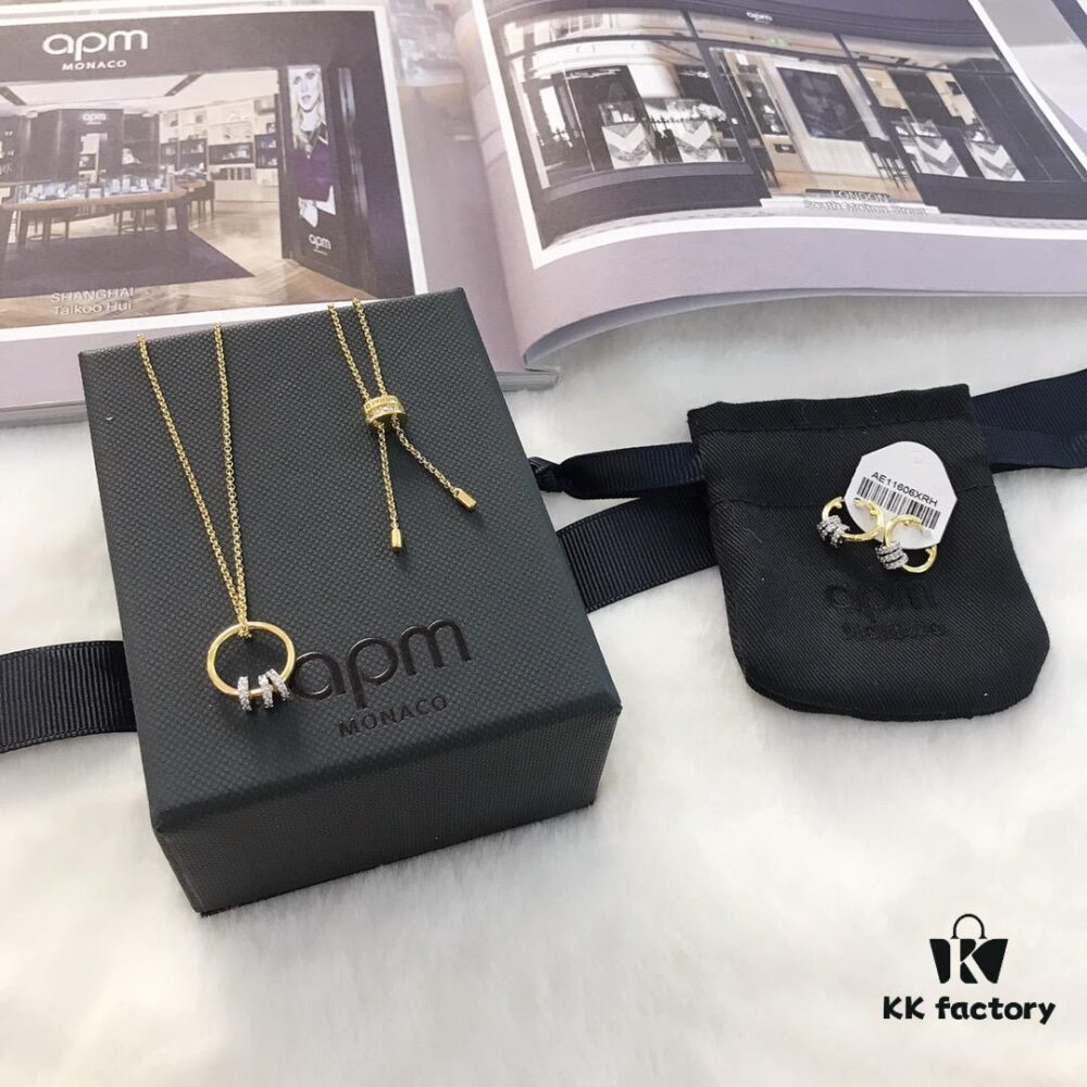 APM Monaco Sliding Hoop Necklace and Stud Earrings