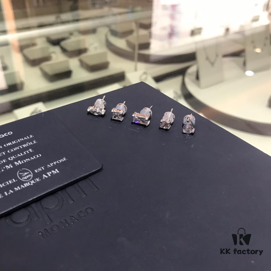 A Brand Monaco 925 Silver Post Drop Diamond-Inlaid Mixed Mini Stud Earrings for Women, Simple and Versatile Minimalist Jewelry