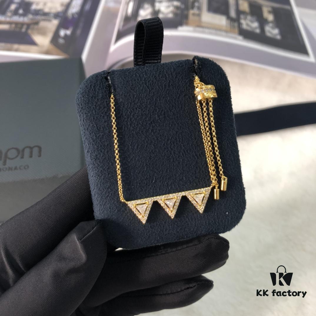 A Brand Monaco Triangle Necklace, Stylish and Minimalist Design, Versatile and Elegant, Ideal Gift Choice