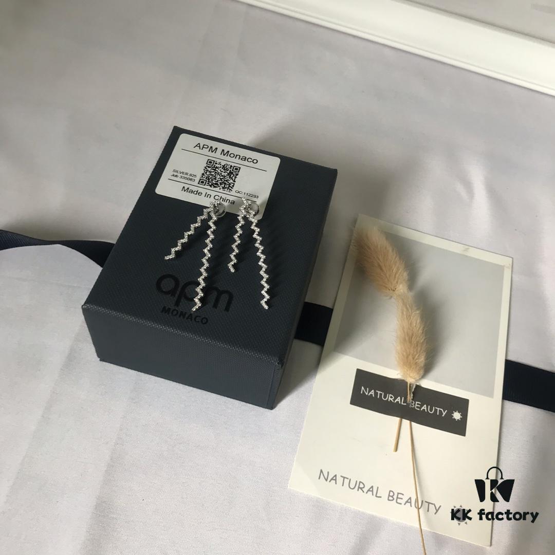 A Family Monaco Wave Cross Double Line Stud Earrings