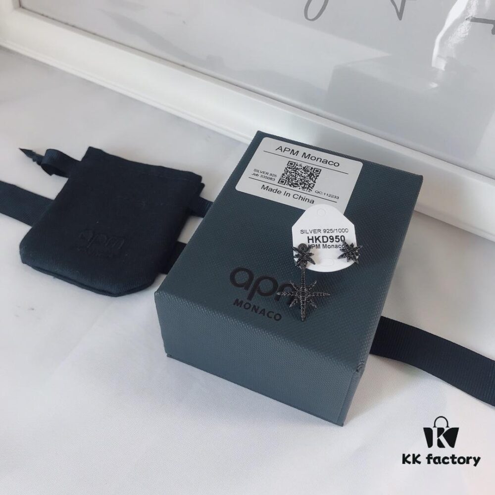 APM Monaco Union Flag Asymmetric Stud Earrings, Stylish and Minimalist Design, Versatile Fashion Jewelry, Wearable in Two Ways