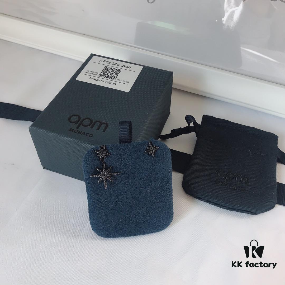 APM Monaco Union Flag Asymmetric Stud Earrings, Stylish and Minimalist Design, Versatile Fashion Jewelry, Wearable in Two Ways