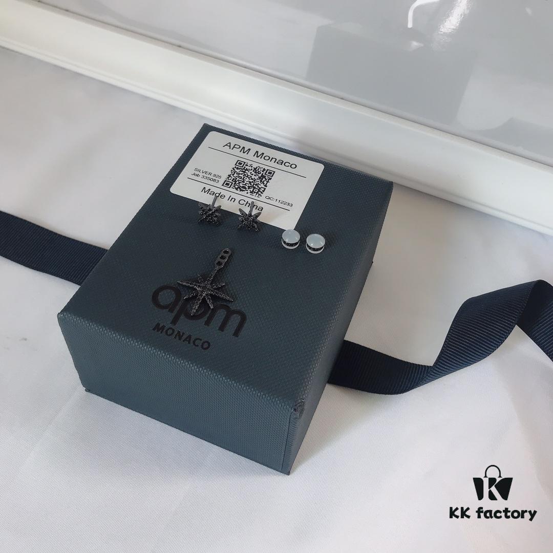 APM Monaco Union Flag Asymmetric Stud Earrings, Stylish and Minimalist Design, Versatile Fashion Jewelry, Wearable in Two Ways