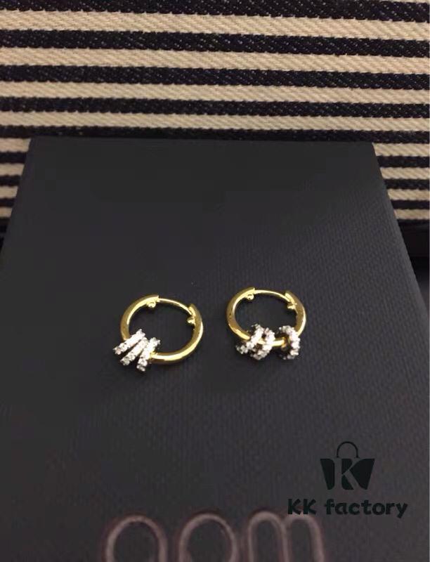 APM Monaco Sliding Hoop Necklace and Stud Earrings Set - New Original Collection 💗