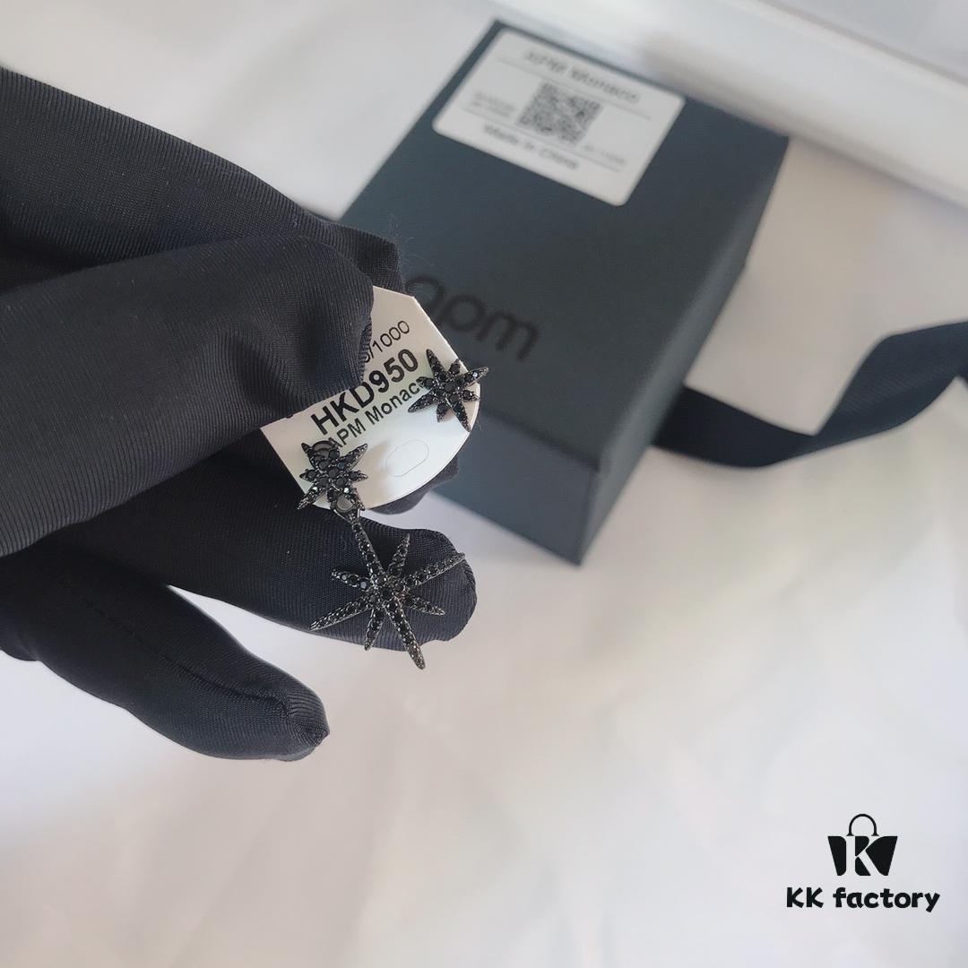 APM Monaco Union Flag Asymmetric Stud Earrings, Stylish and Minimalist Design, Versatile Fashion Jewelry, Wearable in Two Ways