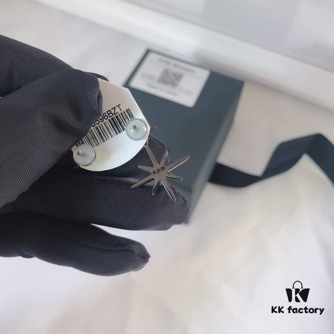 APM Monaco Union Flag Asymmetric Stud Earrings, Stylish and Minimalist Design, Versatile Fashion Jewelry, Wearable in Two Ways