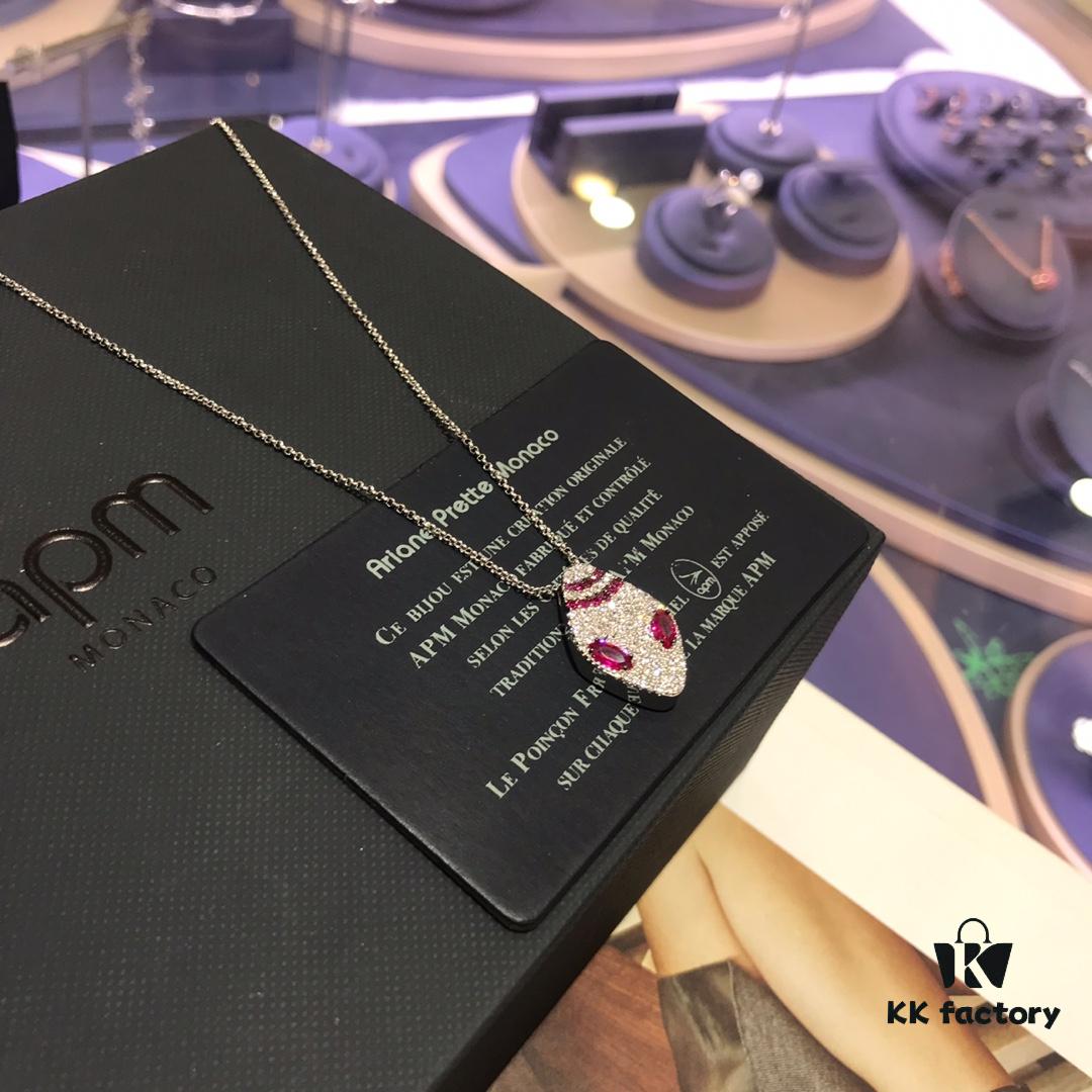 A Family Monaco Red Eye Large and Small Snake Head Necklace