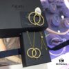 A Family Monaco Interlocking Circle Necklace and Earrings, Elegant Golden Yellow Pendant Set