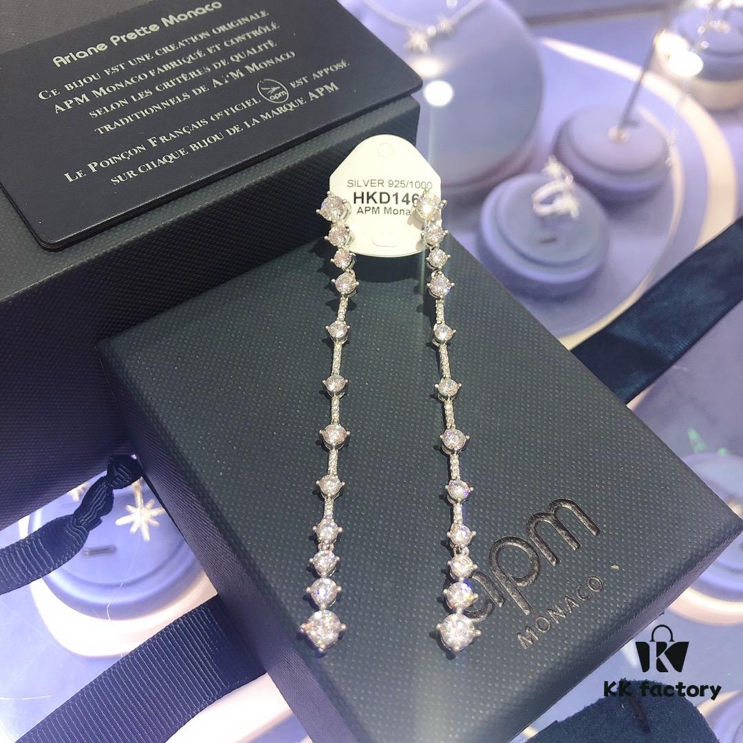 A Family Monaco Long Tassel Stud Earrings with Crystal Zirconia