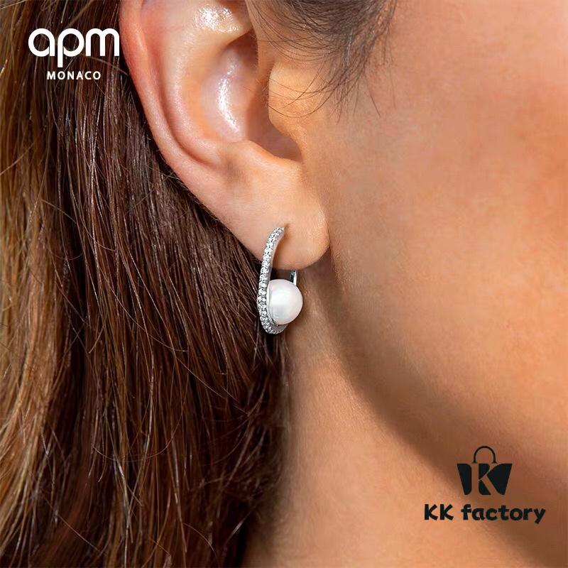 APM Monaco Circle Pearl Earrings for Women - Fashionable, Stylish, and Elegant Design Stud Hoop Earrings