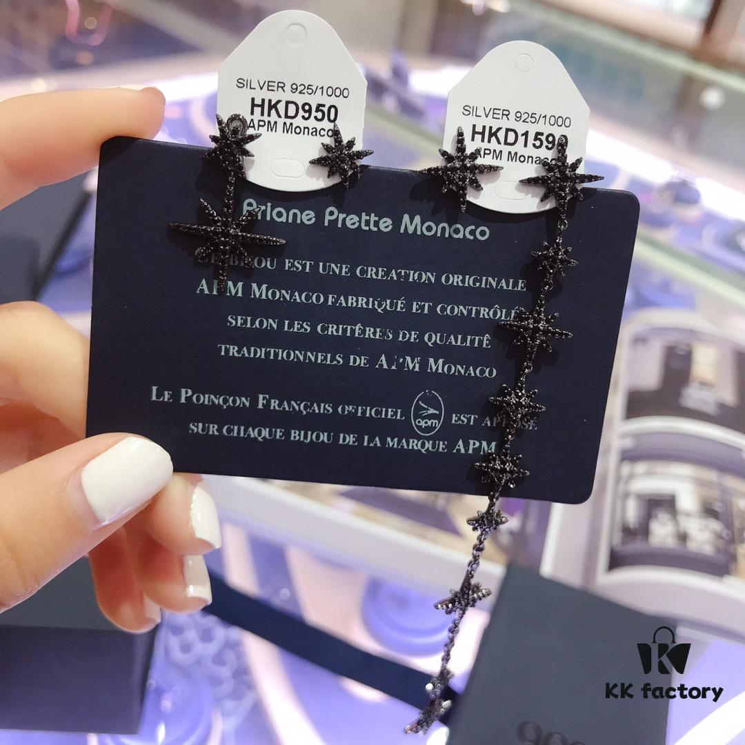 A Family Monaco Asymmetrical Black Union Flag Stud Earrings