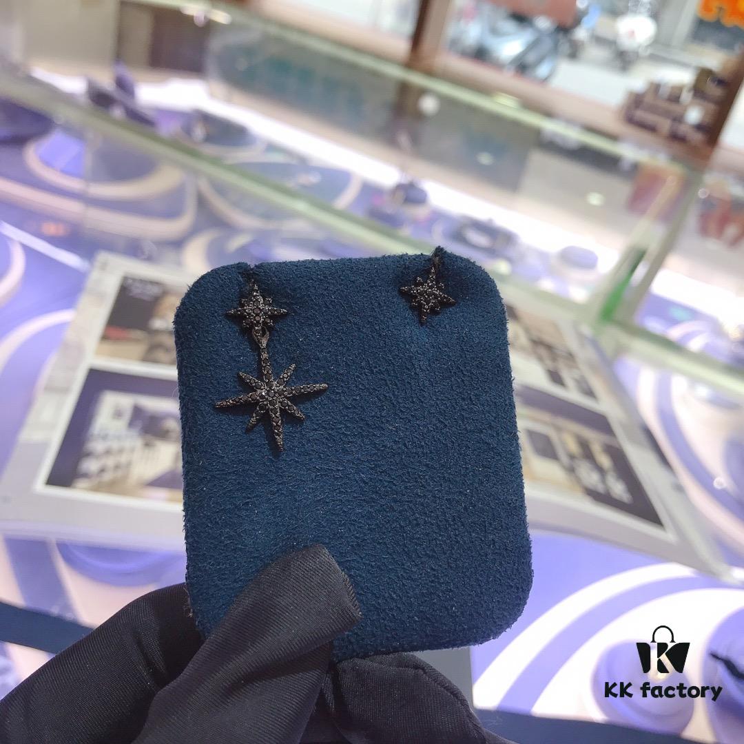 A Family Monaco Asymmetrical Black Union Flag Stud Earrings