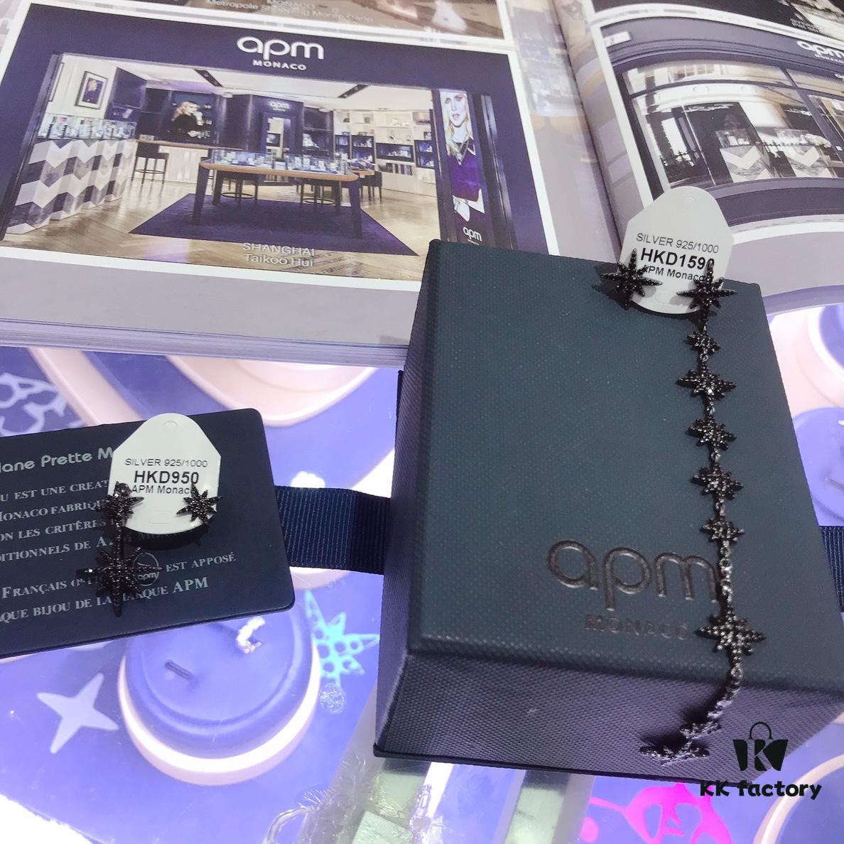 A Family Monaco Asymmetrical Black Union Flag Stud Earrings