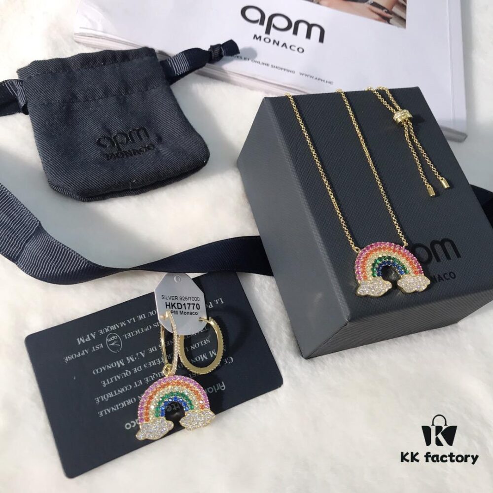 APM Monaco Rainbow Necklace and Earrings Original Set
