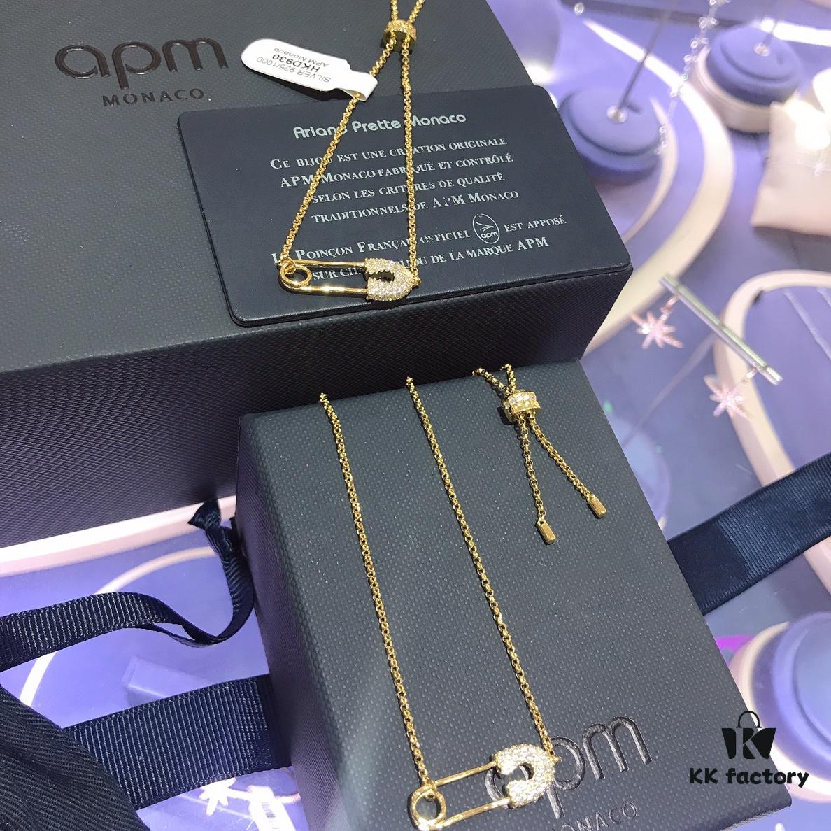 APM Monaco Gold-Tone Pin Necklace and Bracelet Set