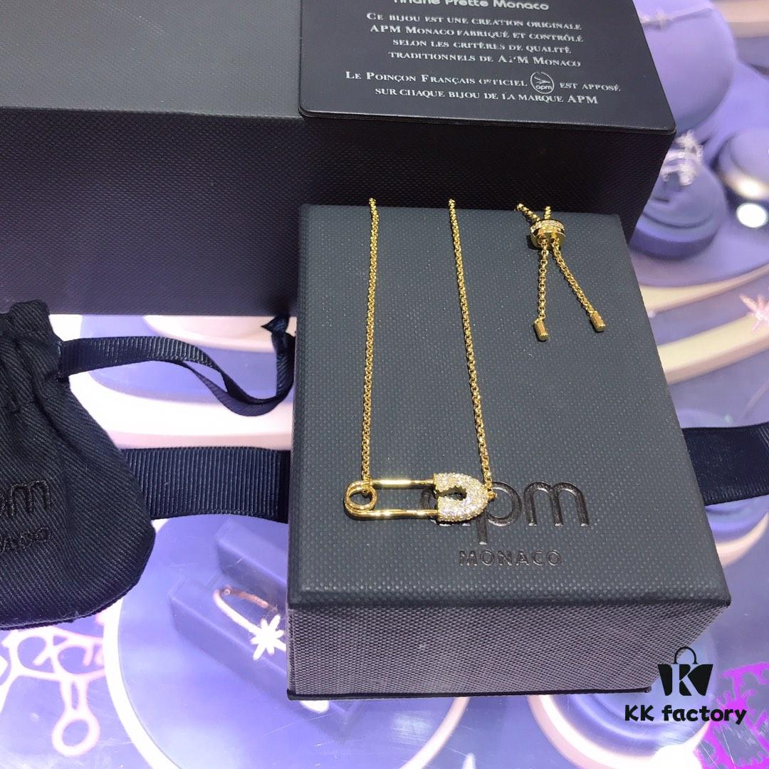 APM Monaco Gold-Tone Pin Necklace and Bracelet Set