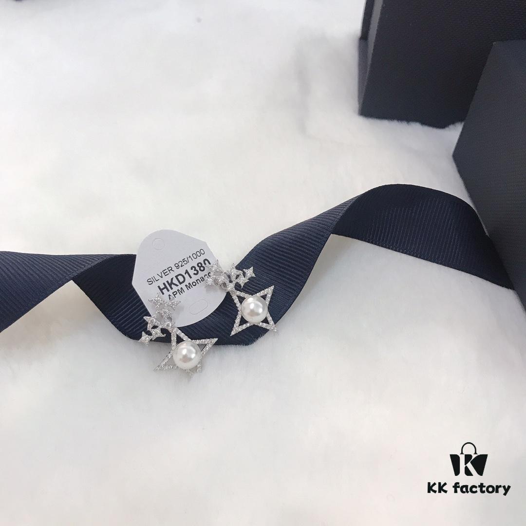 APM Monaco Pearl Necklace and Earrings Original Set