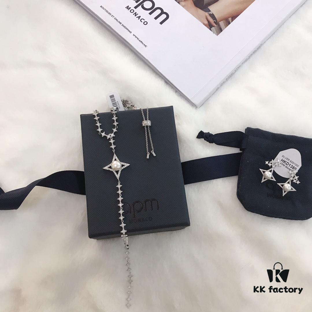 APM Monaco Pearl Necklace and Earrings Original Set