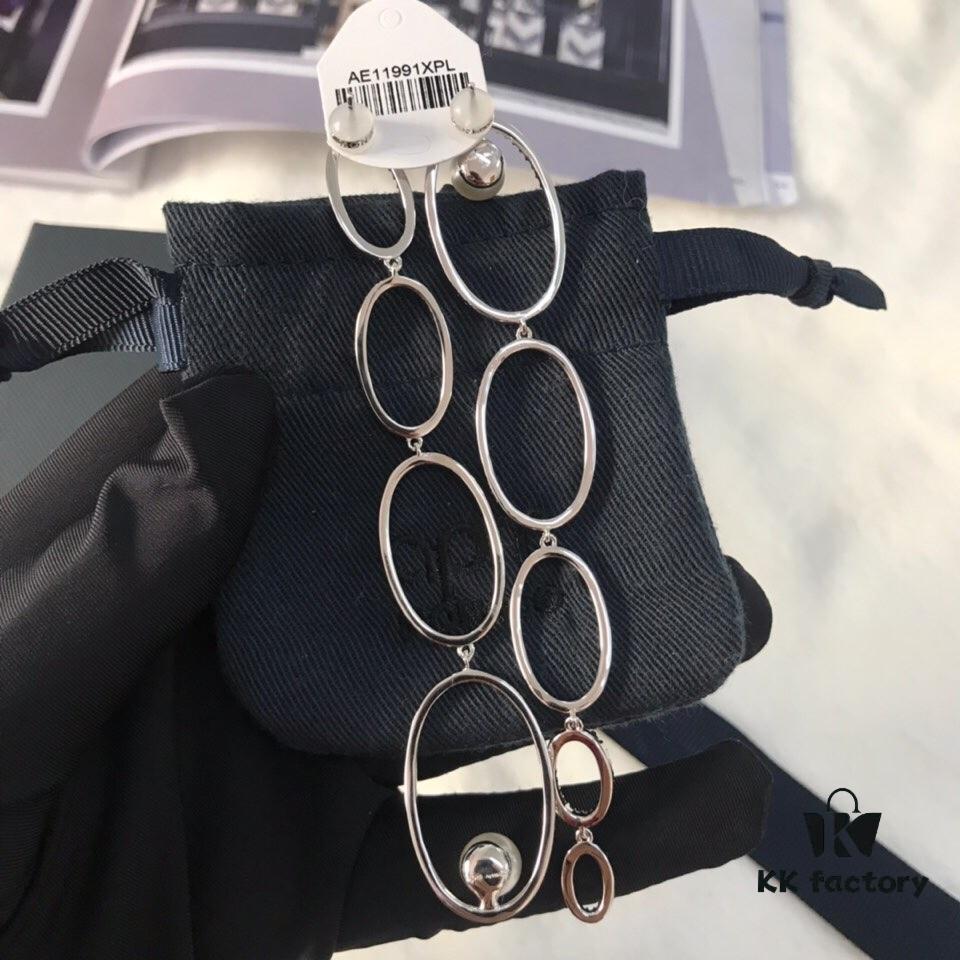 APM Monaco Asymmetrical Interlocking Circle Pearl Long Tassel Earrings for Women