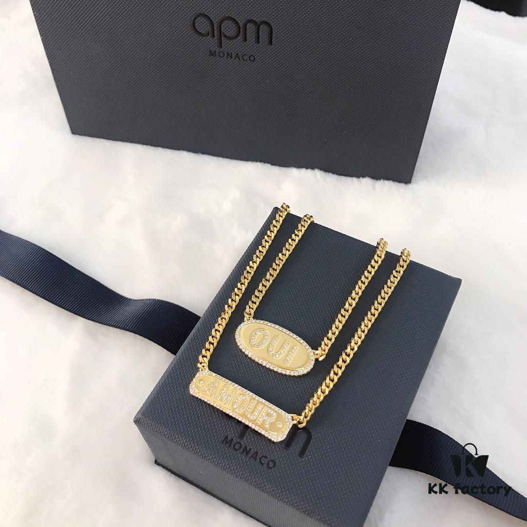 APM Monaco French-style Luxury Rose Gold Amour Letter Pendant Necklace - Christmas Set
