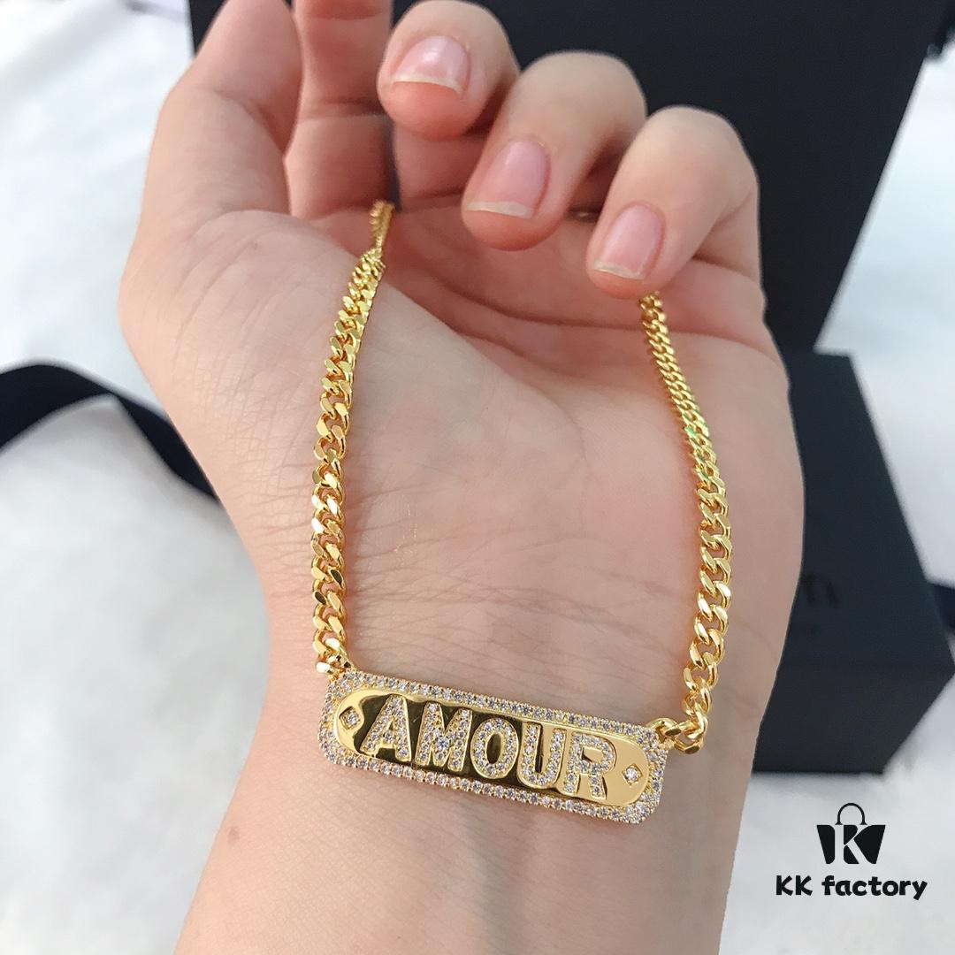 APM Monaco French-style Luxury Rose Gold Amour Letter Pendant Necklace - Christmas Set